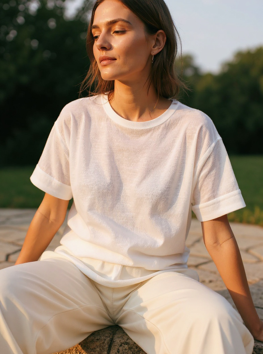 Myk t-skjorte i lin og bomull