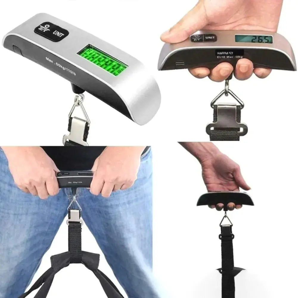 Digital og håndholdt bagasjevekt, perfekt for veiing av bagasje før reise. Vekten har en tydelig LCD-skjerm, ergonomisk håndtak og kan måle opptil 50 kg, noe som gjør det enkelt å unngå overvektige bagasjegebyrer.