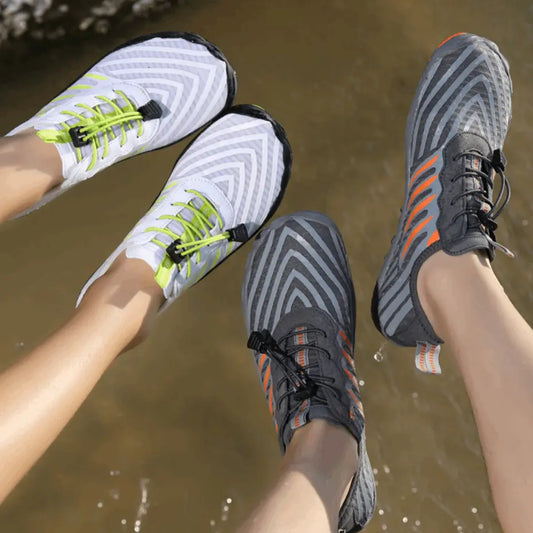 Barfotsko designet for både menn og kvinner, som gir en naturlig følelse av bakken under føttene, perfekt for løping og hverdagsbruk.