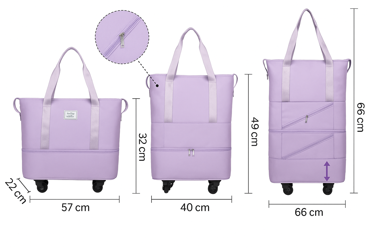 En praktisk og utvidbar reisebag med avtagbare hjul, perfekt for fleksibel og komfortabel transport. Bagen har romslig oppbevaringsplass, slitesterkt materiale og flere bæremuligheter, ideell for både korte og lange reiser.