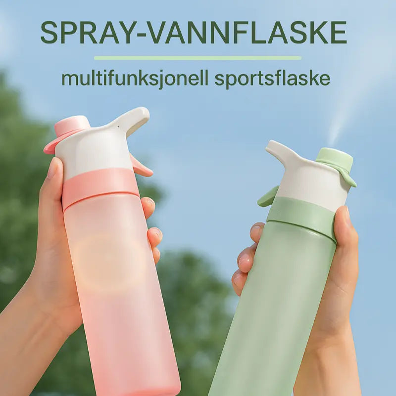 700 ml vannflaske med sprayfunksjon, laget av BPA-fri plast, med en ergonomisk design for enkel håndtering. Flasken har en transparent kropp som viser innholdsnivået, og en praktisk spraydyse for jevn fordeling av vann. Perfekt for trening, utendørsaktiviteter eller daglig bruk.