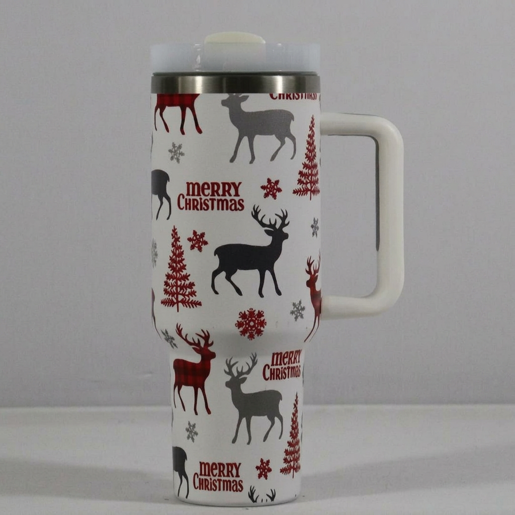 Travel mug with Christmas motif