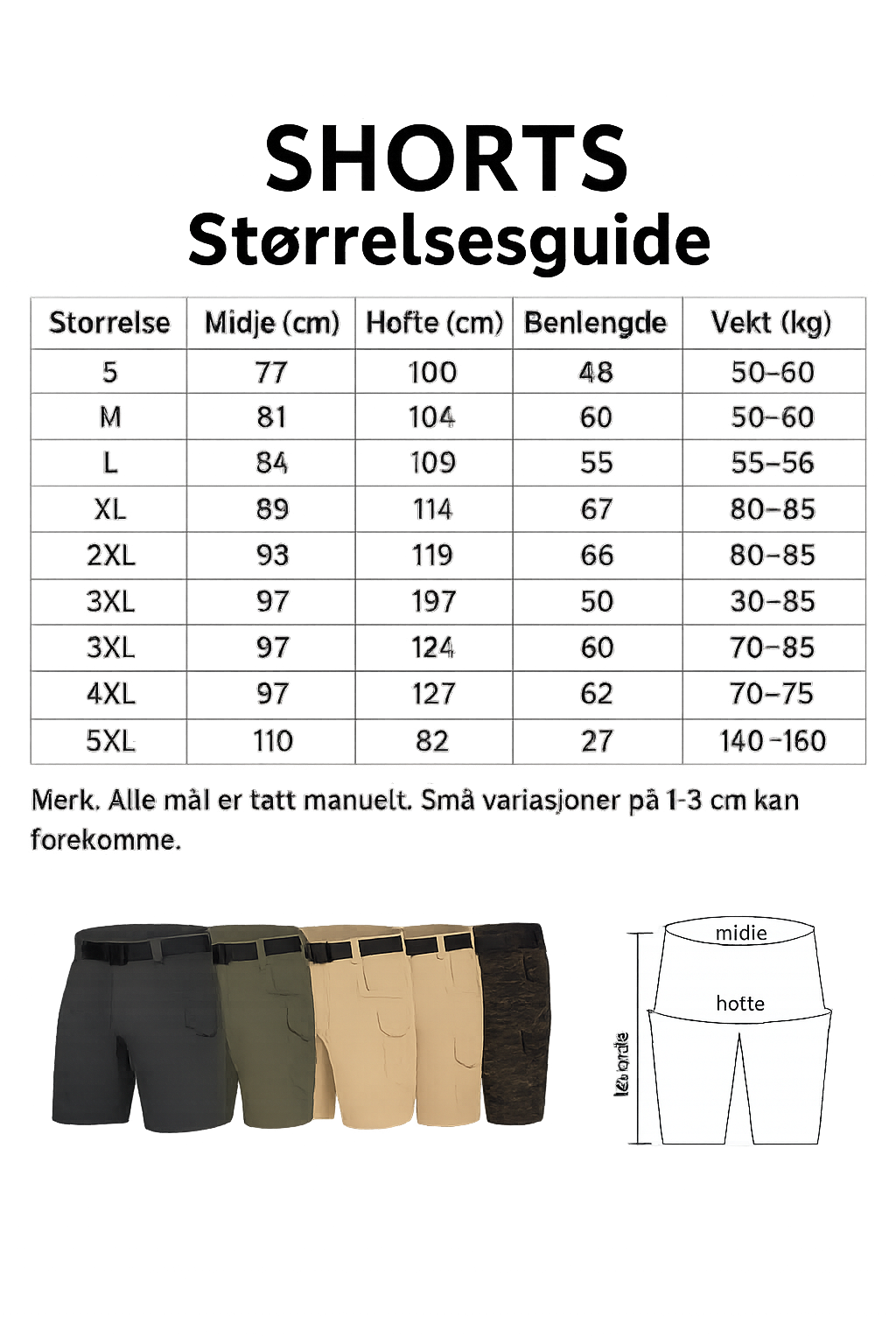 Taktisk cargoshorts – robust og allsidig
