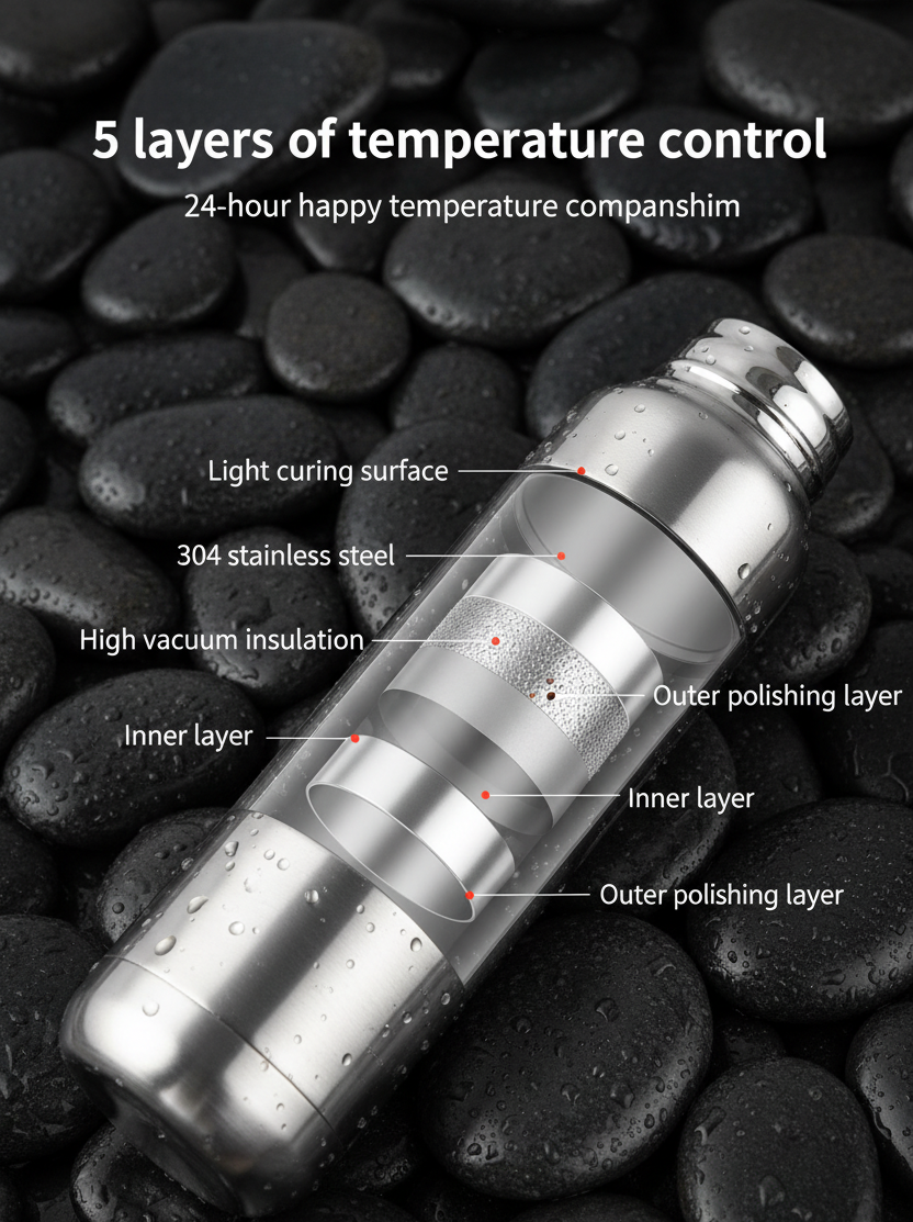 Termoflaske med isolasjonsdiagram