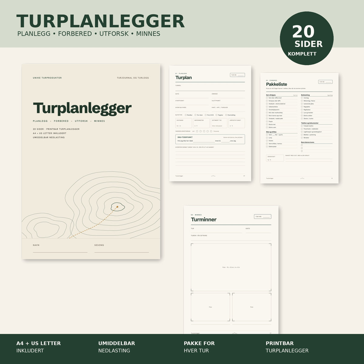 Turplanlegger | Printbar turjournal og turplanlegger