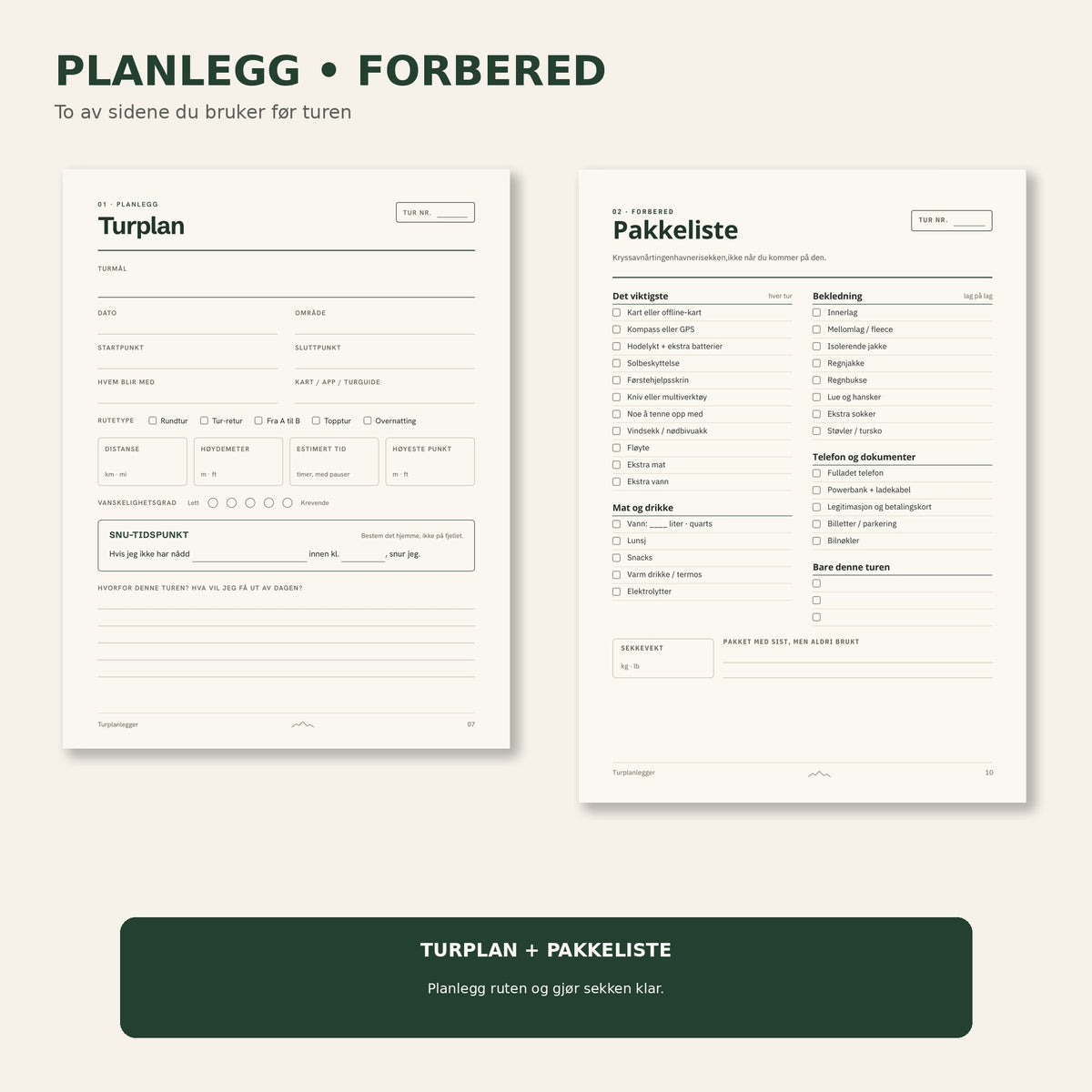 Turplanlegger | Printbar turjournal og turplanlegger
