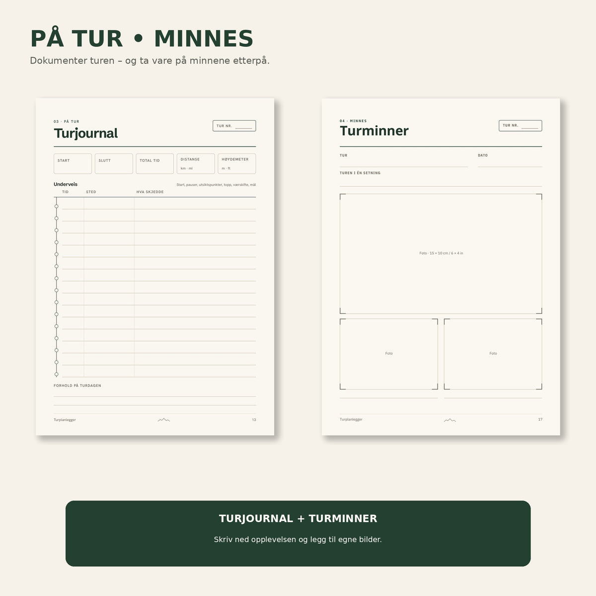 Turplanlegger | Printbar turjournal og turplanlegger