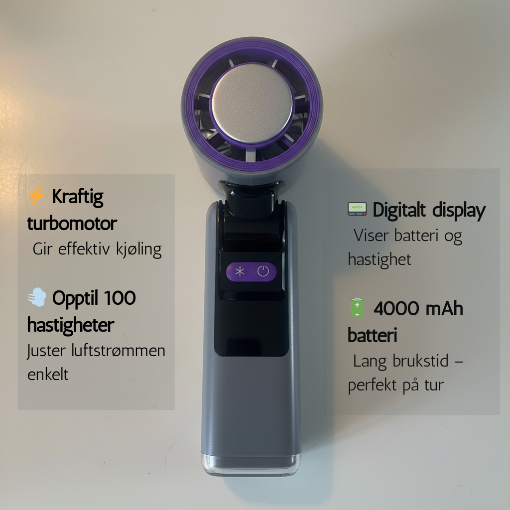 Oppladbar mini håndvifte med 100 hastigheter