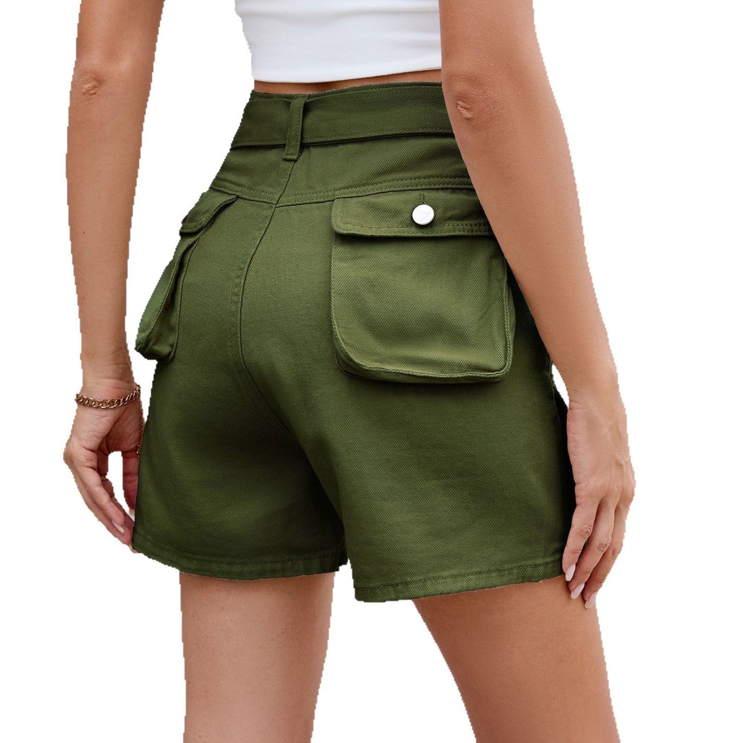 Denim shorts med midjebånd og lommer Unike turprodukter