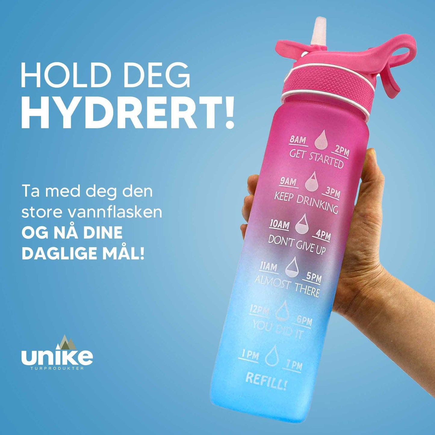 Smart vannflaske 1000 ml med sprayfunksjon