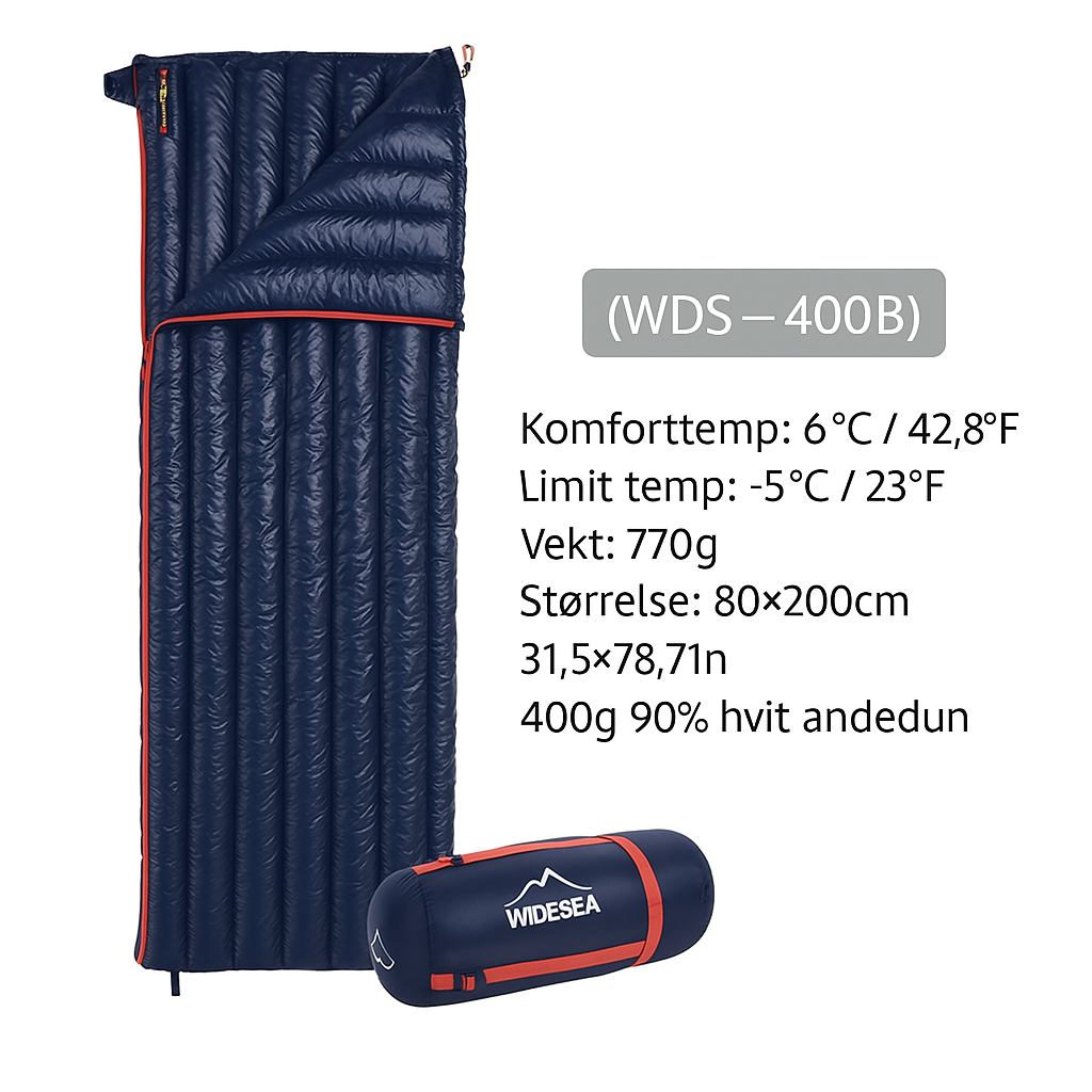 Denne soveposen kombinerer lett vekt, varme og komfort for en god natts søvn uansett forhold. Med isolasjon som holder på varmen, vann- og vindbeskyttelse, og et pustende design, er den ideell for camping, backpacking og friluftsliv. Enkel å pakke og komfortabel å sove i – din perfekte turkamerat.