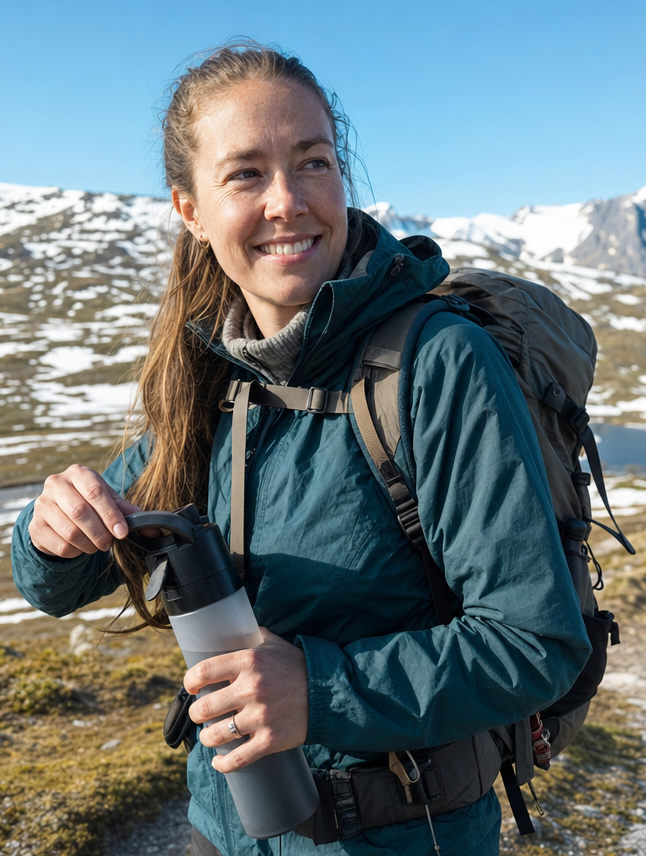 700 ml vannflaske med spray