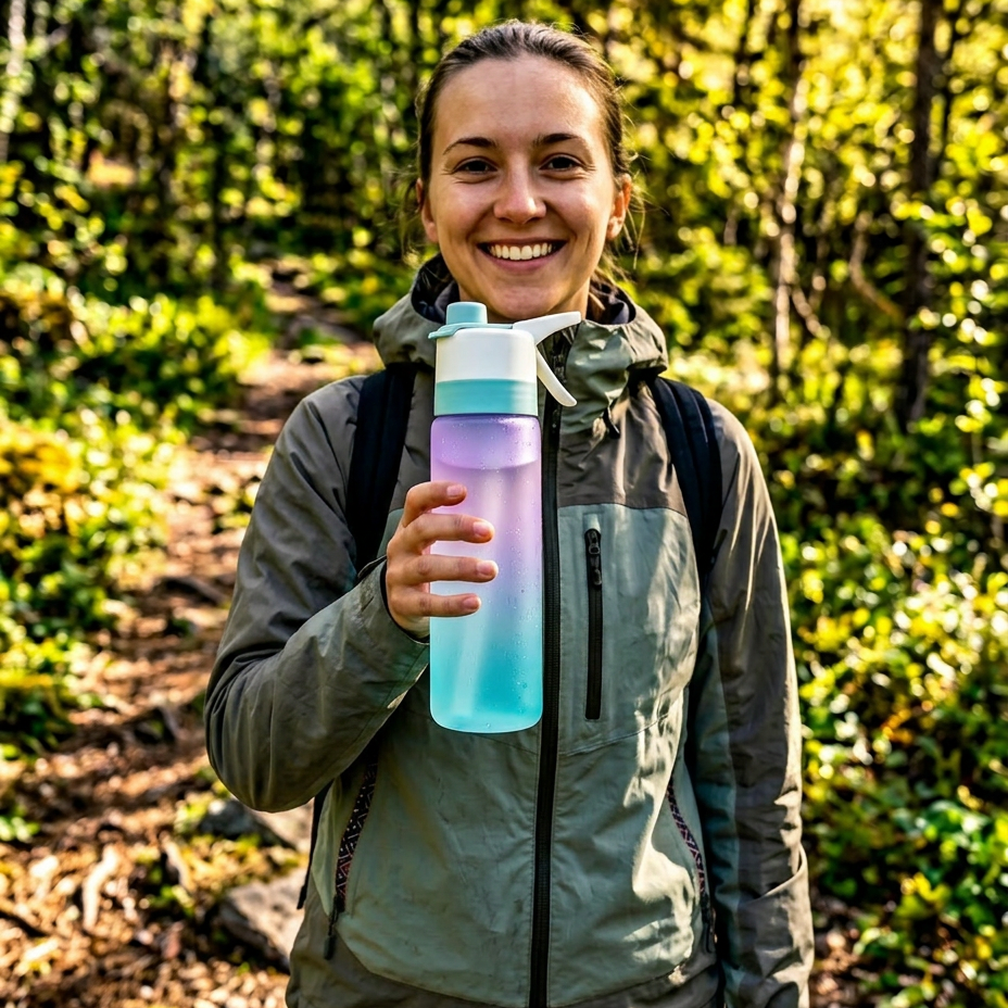 700 ml water bottle with spray