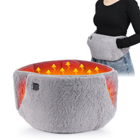 Grå ryggvarmepute med naturlig fyll og avtakbart trekk.