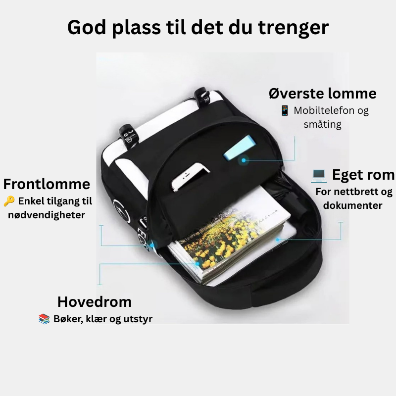 Smart ryggsekk med refleks og god organisering