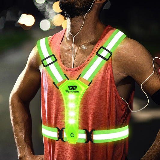 Reflekterende LED-vest for løping, sykling og utendørsaktiviteter i mørket.