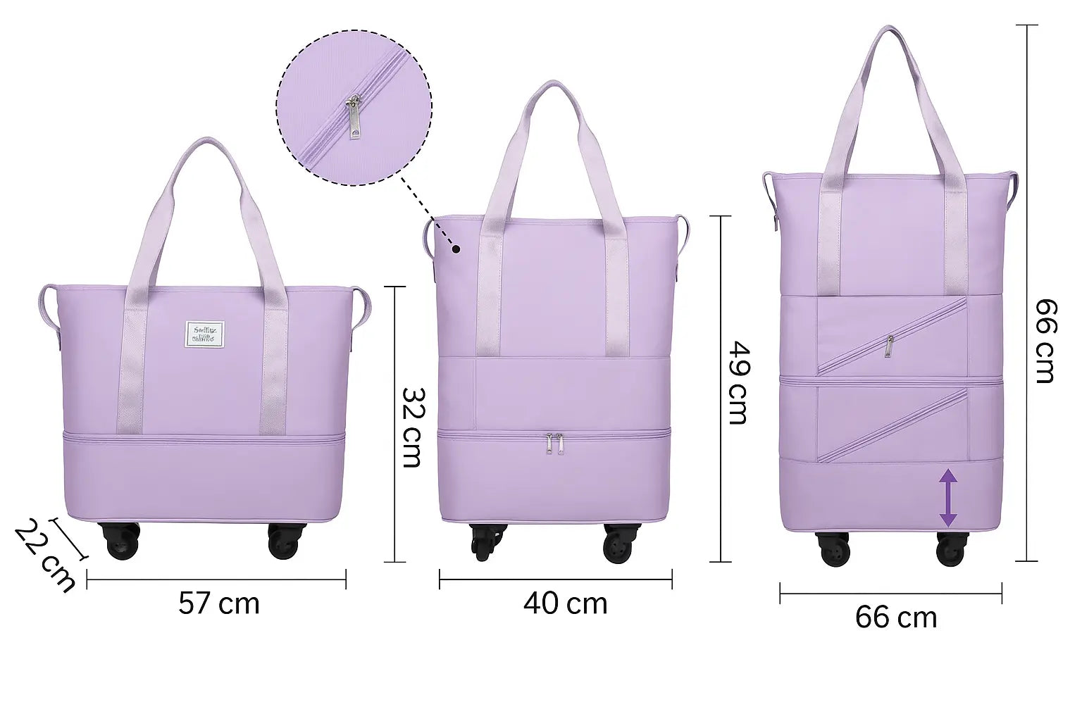 En praktisk og utvidbar reisebag med avtagbare hjul, perfekt for fleksibel og komfortabel transport. Bagen har romslig oppbevaringsplass, slitesterkt materiale og flere bæremuligheter, ideell for både korte og lange reiser.