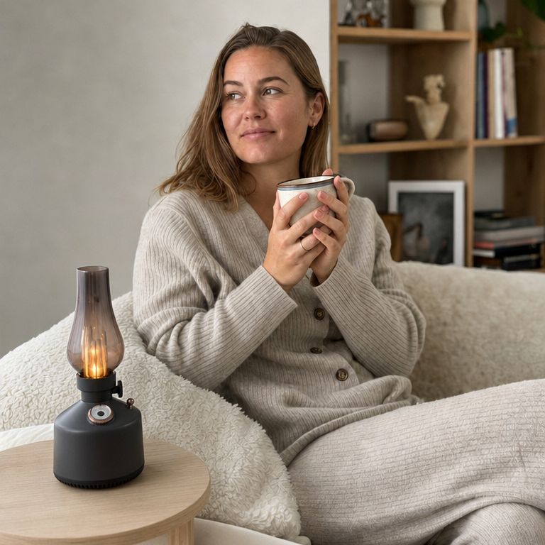 Retro luftfukter med aroma og mykt nattlys