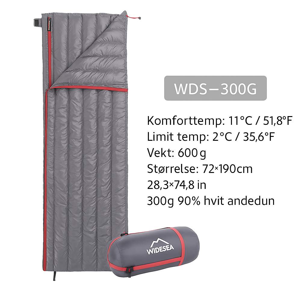 Denne soveposen kombinerer lett vekt, varme og komfort for en god natts søvn uansett forhold. Med isolasjon som holder på varmen, vann- og vindbeskyttelse, og et pustende design, er den ideell for camping, backpacking og friluftsliv. Enkel å pakke og komfortabel å sove i – din perfekte turkamerat.