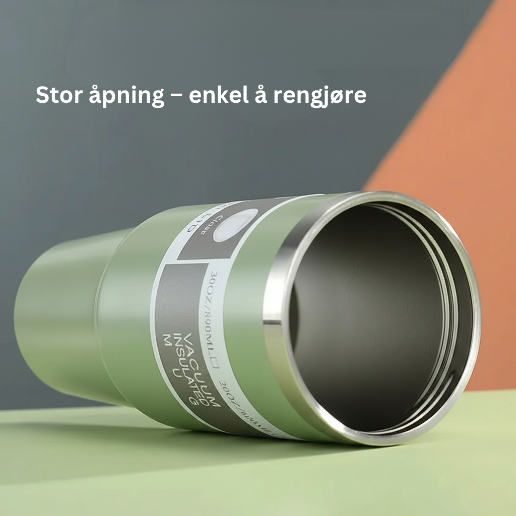 Termoskopp i rustfritt stål med lekkasjesikker design