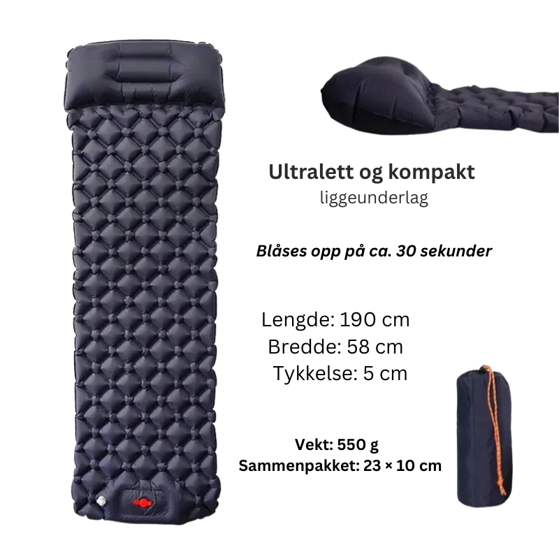 Uppblåsbart och ultralätt liggunderlag