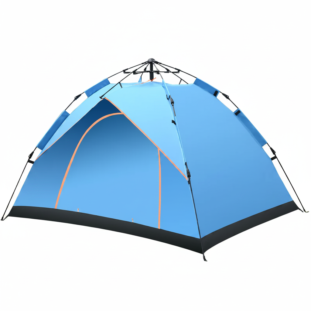 Blå campingtelt – kvadratisk
