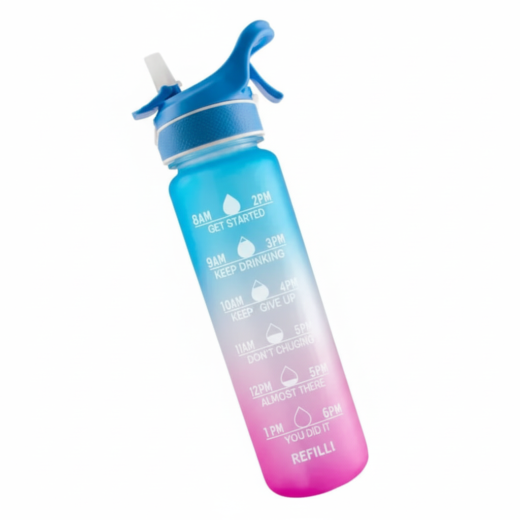 Vannflaske med spray og målemeter - transparent plastflaske med innebygd måleskala og sprayfunksjon, perfekt for enkel påføring av vann og nøyaktig 