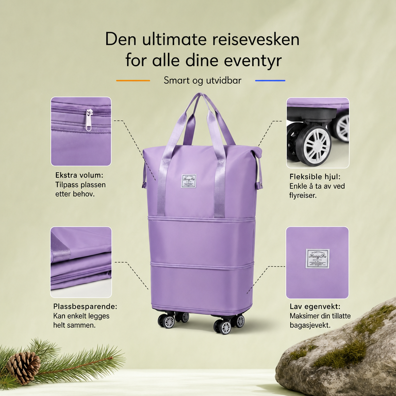 Utvidbar reiseveske med avtagbare hjul