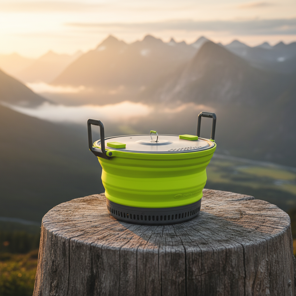 Fjelllandskap ved solnedgang