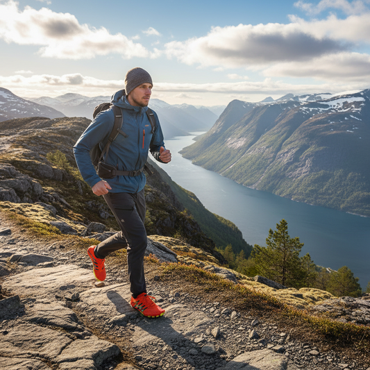 Fjelltur med oransje tursko