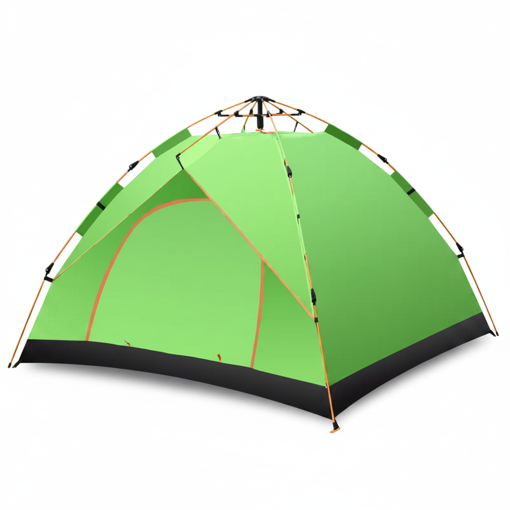 Grønn campingtelt – kvadratisk