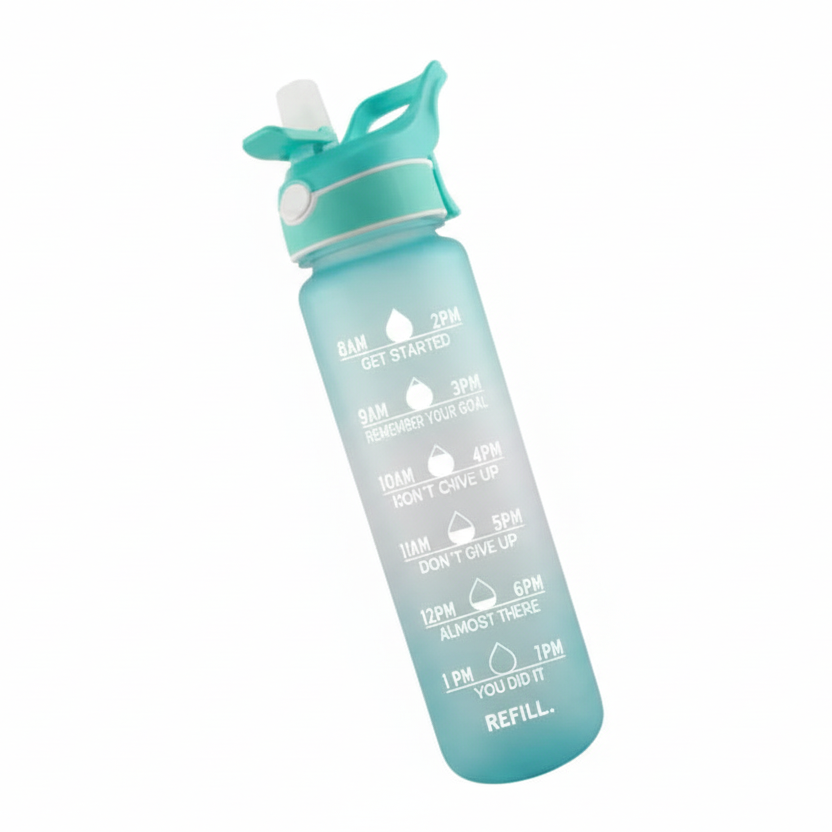 Vannflaske med spray og målemeter - transparent plastflaske med innebygd måleskala og sprayfunksjon, perfekt for enkel påføring av vann og nøyaktig dosering av væske.