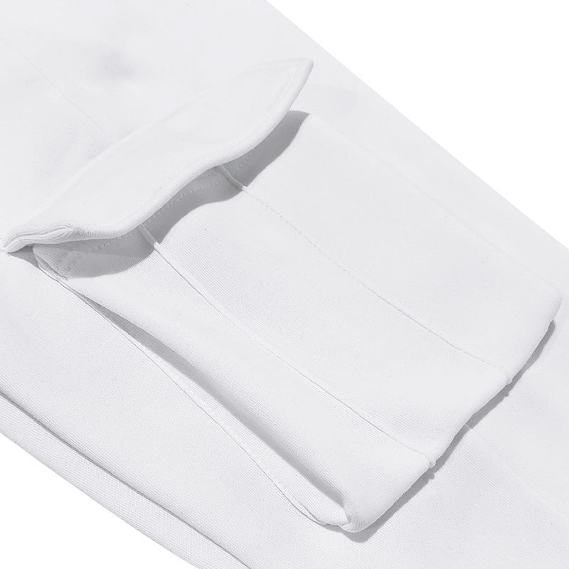 Fleeceforet joggedress for menn med hette og glidelås