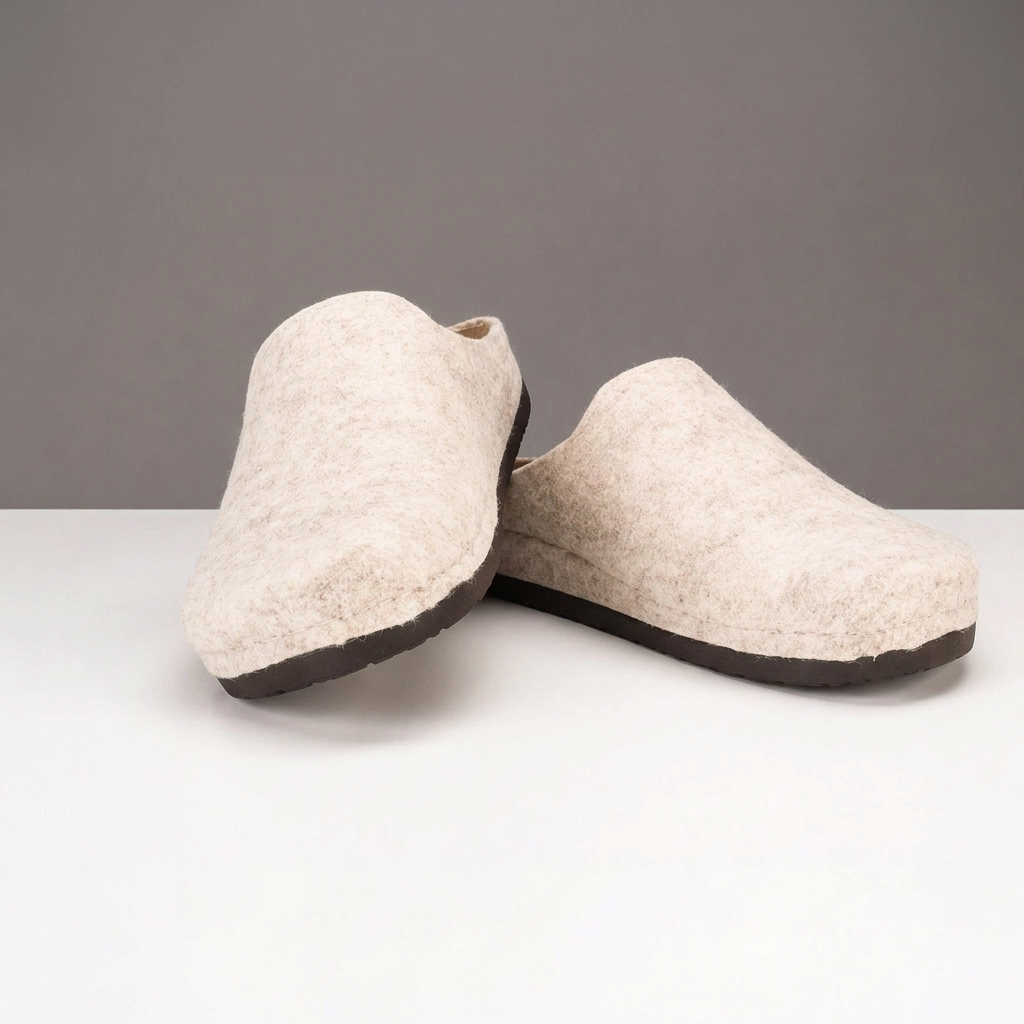 Beige Kosy Stormur-tøfler sett på skrå