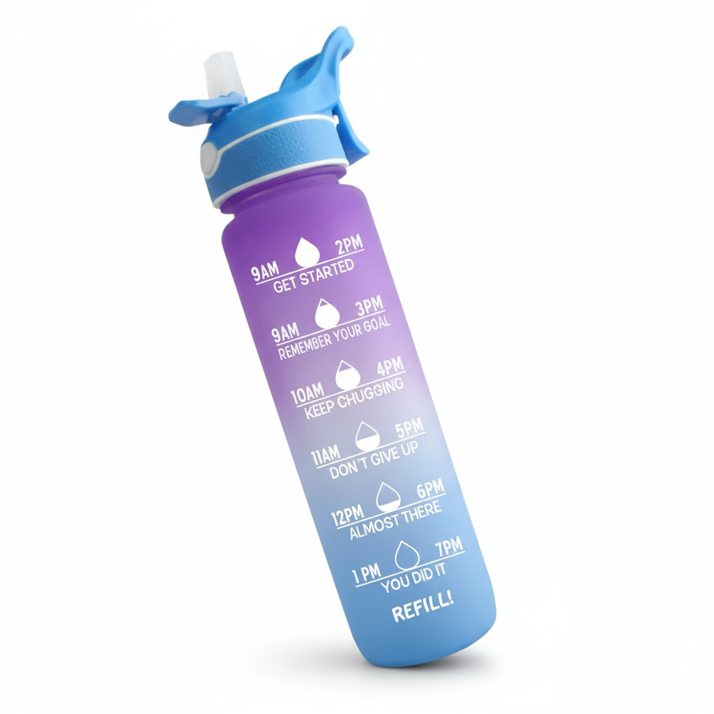 Vannflaske med spray og målemeter - transparent plastflaske med innebygd måleskala og sprayfunksjon, perfekt for enkel påføring av vann og nøyaktig 