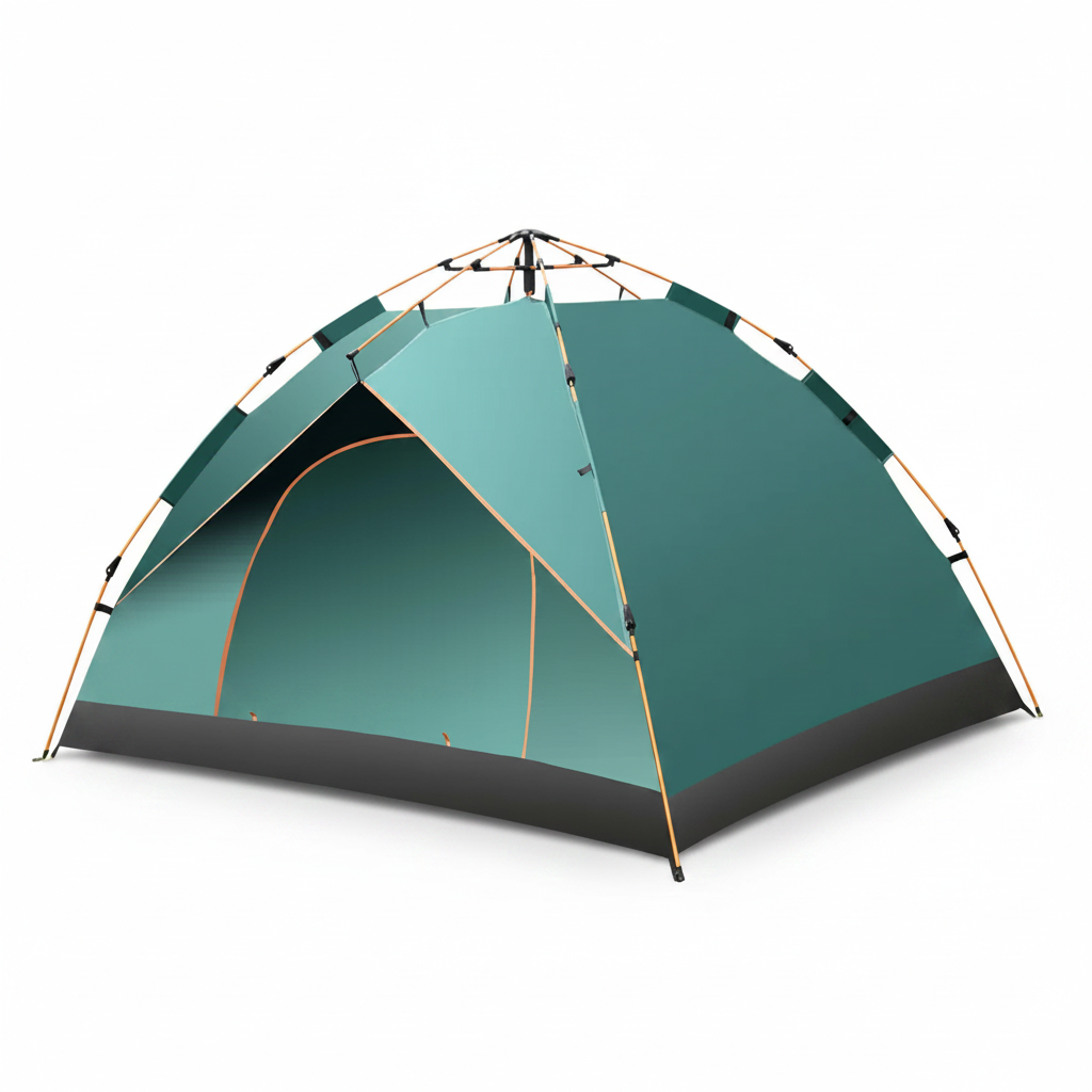 Mørk grønn campingtelt – kvadratisk