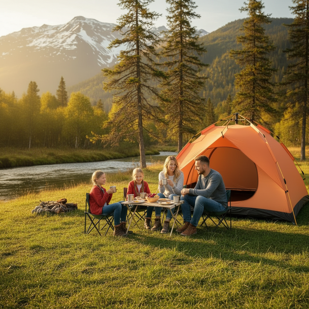 Naturlig bruksbilde campingtelt kvadratisk