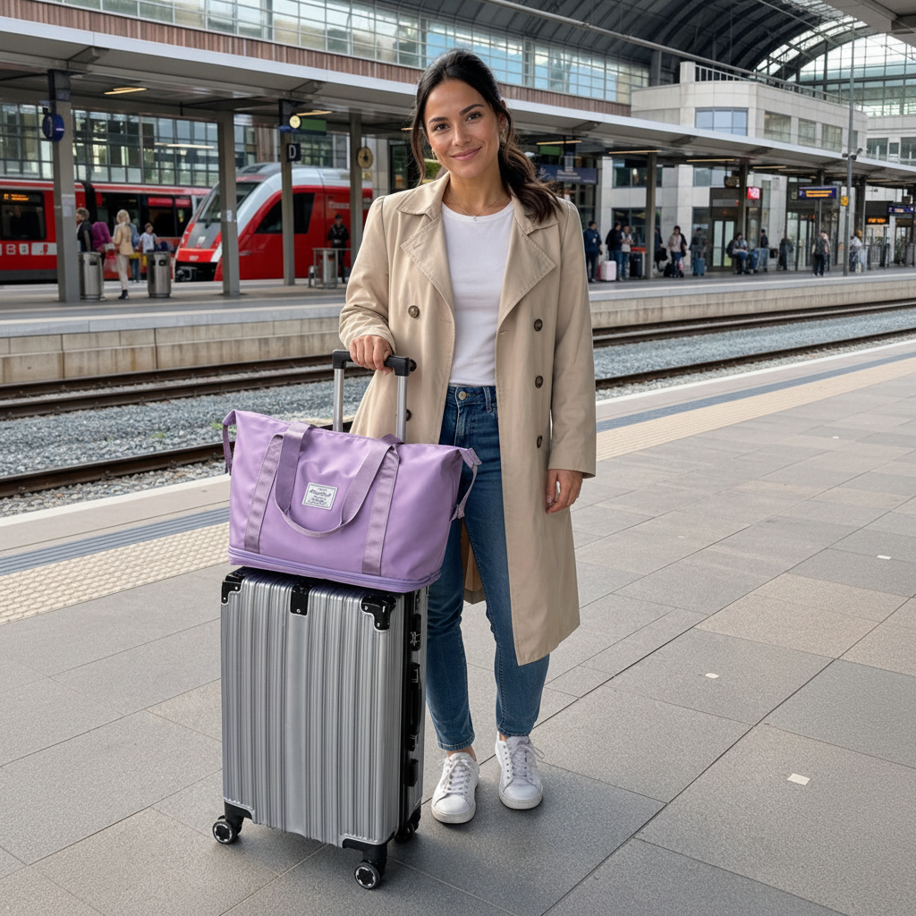 Reisebag på togstasjon – kvadratisk