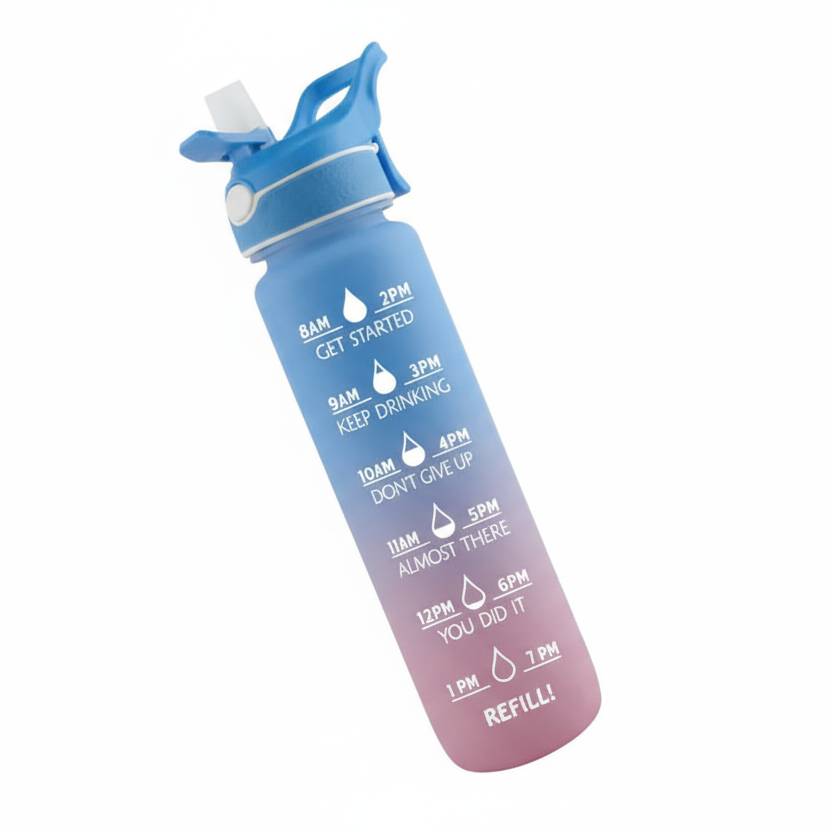 Vannflaske med spray og måleskala – 1000 ml