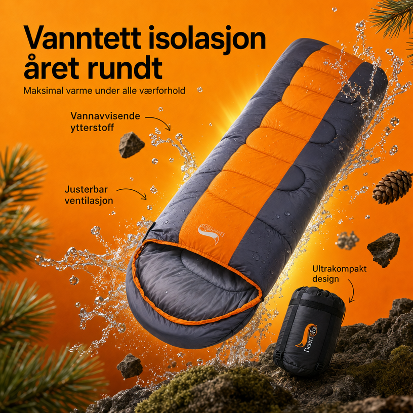 Campingsovepose – varm, lett og vannavvisende
