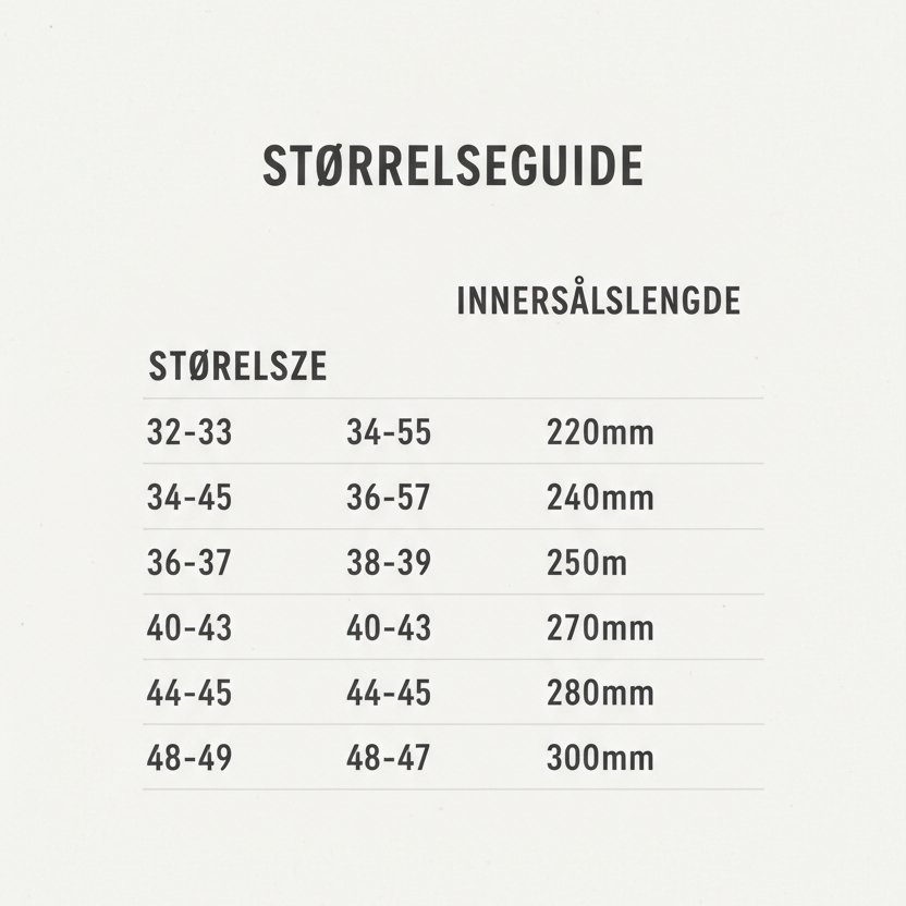 Størrelseguide