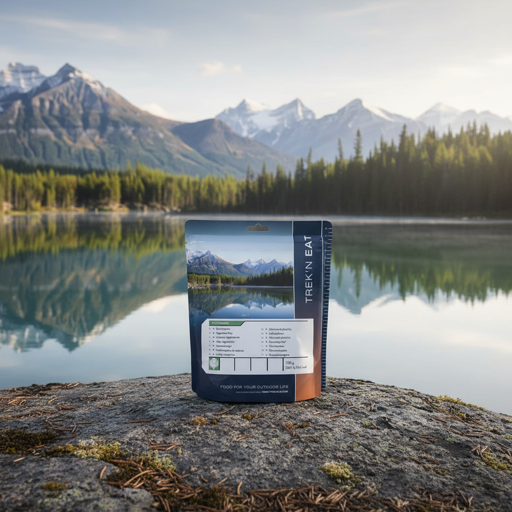 Trek'n Eat produkt med nordisk fjellbakgrunn