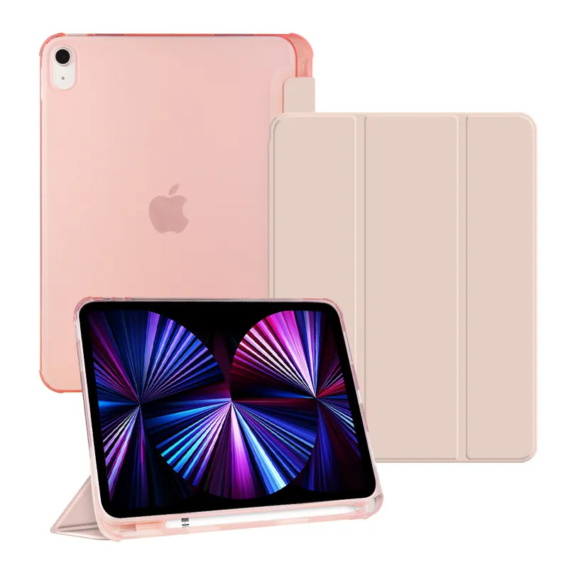Stilig og beskyttende deksel i rosa farge til iPad, designet for å passe perfekt og beskytte enheten mot riper og støt. Dekselet har en slank profil og gir enkel tilgang til alle porter og funksjoner.