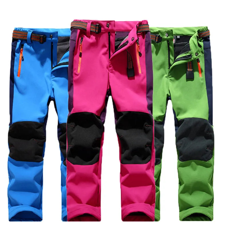 Waterproof softshell pants for girls and boys